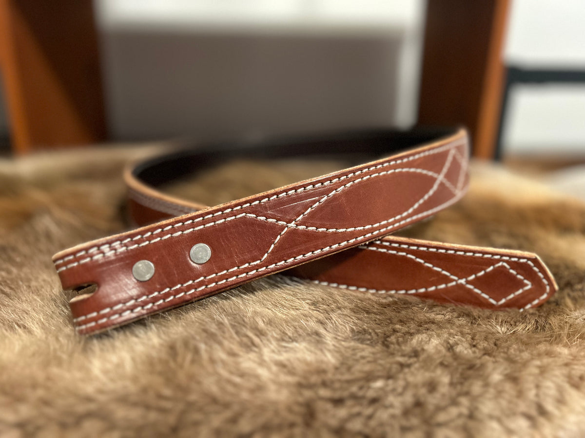 Brown Harness Stitch Belt – Siblings in Suede Collective display picture 2