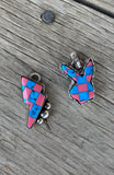Cotton Candy checkered pendant