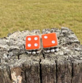 Orange Dice Earrings